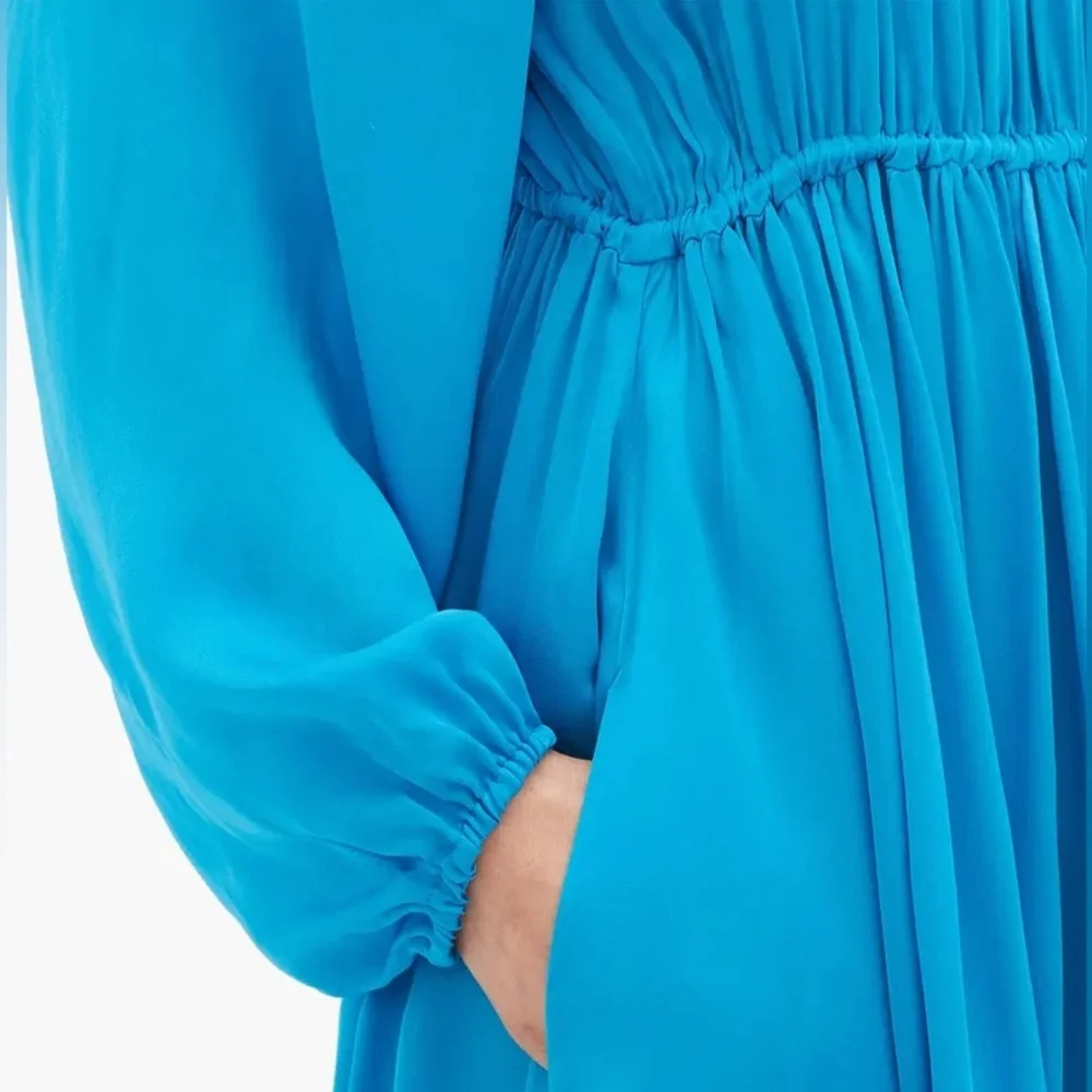Rhode Mai Gathered Open-Back Crepe Midi Dress. Retail price: $435. XS size. - Picture 15 of 16